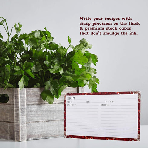 Ring Binder Depot, Recipe Cards Lined with Maroon and White Design 4 inch X 6 inch on Premium Thick Card Stock Great Gift for Amateurs or Experien...