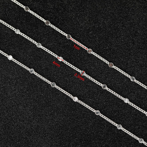 UMAOKANG 32.8 Feet Silver Chain for Women Necklace Bracelet DIY Jewelry Supplies Twist Curb Embossed Sequin Silver Plated Brass Chain Roll...