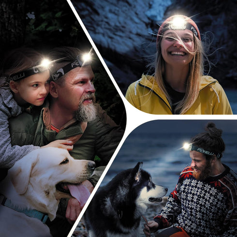 Foxelli LED Headlamp Flashlight for Adults & Kids, Running, Camping, Hiking Head Lamp with White & Red Light, Lightweight Waterproof Headlight wit...