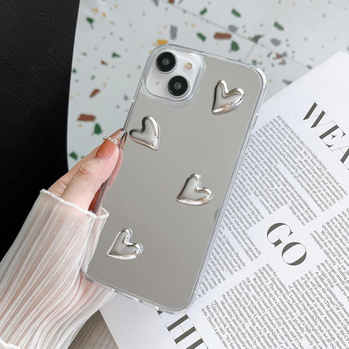 Jmltech for Phone 15 Case Heart Silicone Luxury Girly Women Clear Hybrid Pattern Glitter Bling Slim Thin Cute Protective Shockproof Phone Cases fo...