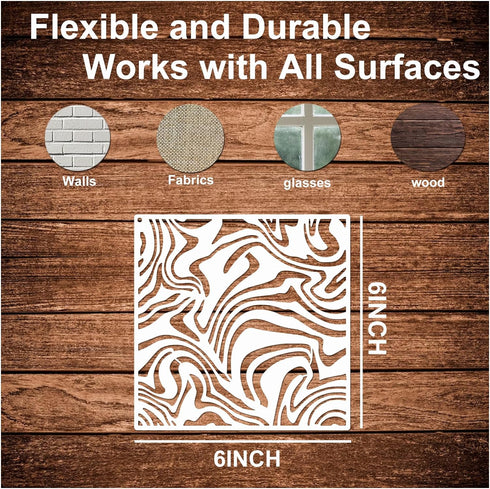 Cubist Stencils for Crafts Reusable 6 X 6 Inch Texture Mixed Media Burlap Art Painting on Wood Wall Canvas Brick Layered Pattern Paint Art Stencil...