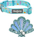 Blueberry Pet Summer Sparkle Dog Collar, Adjustable Medium Size, Neck 14.5"-20", Turquoise, Ocean Fish and Seahorse Print Nautical Pet Collar with...
