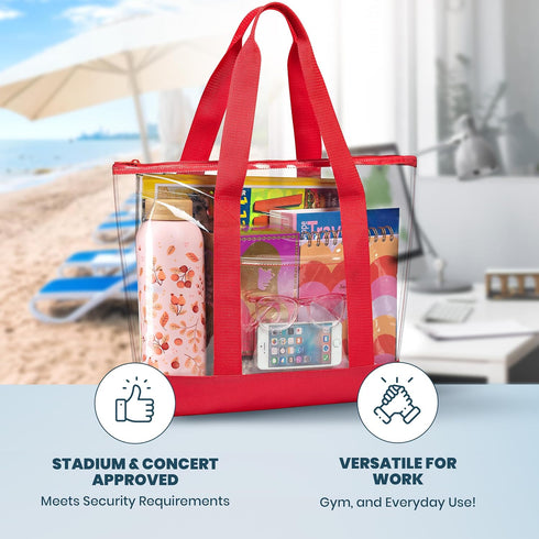 Handy Laundry Clear Tote Bag - Zipper Closure, Long Shoulder Strap, Fabric Trimming....