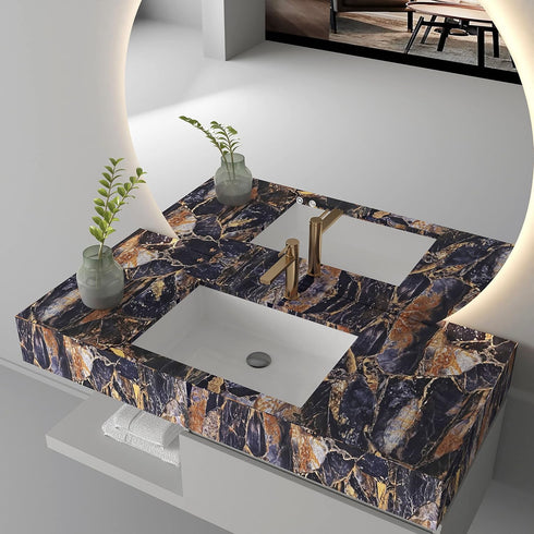 XRUIBZI Blue Marble Wallpaper 15.7'' x 78.7'' Marble Contact Paper Peel and Stick Wallpaper Vinyl Film Wallcovering Waterproof Self Adhesive Remov...