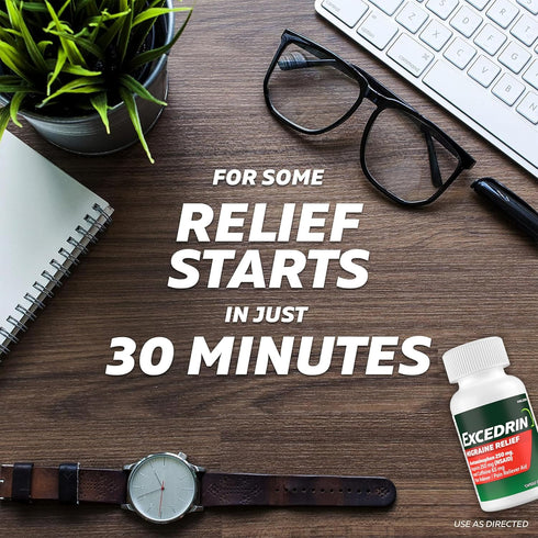 Excedrin Migraine Relief Caplets for Migraine Symptoms, Acetaminophen 250mg, Aspirin 250mg, Caffeine 65mg, Pain Reliever, 200 count...