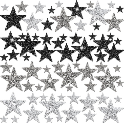 Geosar 120 Pieces Star Rhinestone Appliques Iron on Star Patches Rhinestone Glitter Star Patches Bling Appliques for DIY Crafts Clothes Bag Pants ...