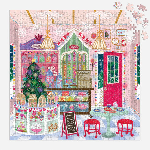 Galison Gingerbread Cottage – 500 Piece Joy Laforme House Shaped Jigsaw Puzzle Featuring Beautiful Artwork of A Christmas Gingerbread Bakery...