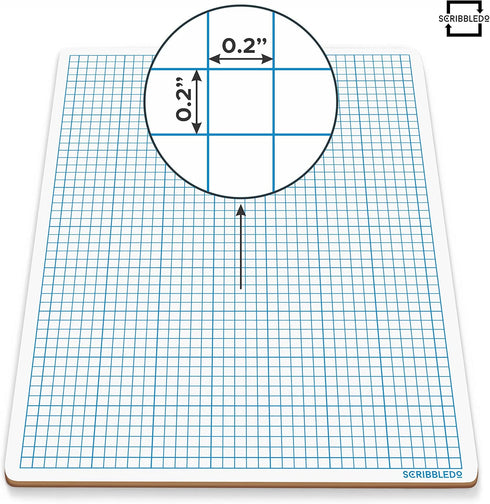 SCRIBBLEDO Dry Erase Graph Whiteboard 9" x 12" Double Sided Dry Erase Board with Grid for Home, School, Classroom, kids and Students Portable Grid...