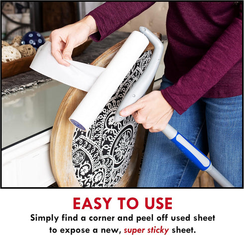 extendable Long Lint Roller 12-51 Inches Pet Hair Remover - Includes 2 Refills 180 Sheets...