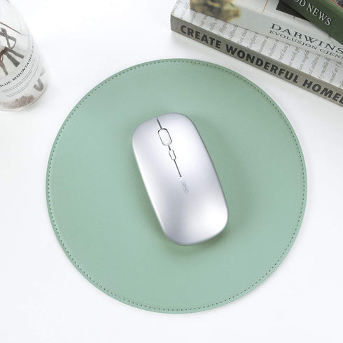 Round Mouse Pad,Non-Slip Mouse Mat with Premium Stitched Edge,Waterproof Thickened PVC Leather Mouse Pad for Office Work/Home/Decor-8.66"(Green,1 ...