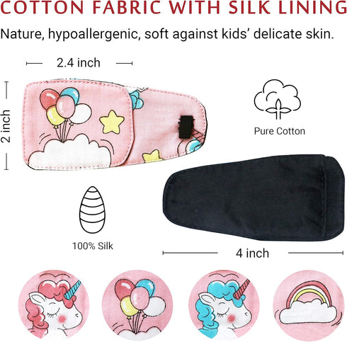 Cotton & Silk Left Eye Patch for Kids Glasses (Left Eye, Balloon)...