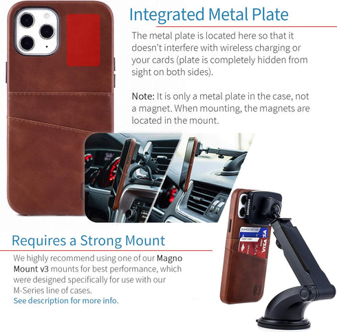 Dockem Wallet Case for iPhone 12 Pro Max: Built-in Metal Plate for Magnetic Mounting & 2 Credit Card Holders: 6.7" Exec M2, Smooth Synthetic Leath...