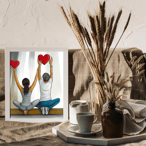 Posterizer 1 pcs-Valentine’s Day couple's yoga-cute poster-Romantic Art-Holiday Poster Collection-Gift for Couples boyfriend girlfriend Husband Wi...