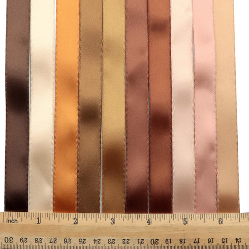 David angie Double Face Polyester Satin Ribbon Brown Series Silk Smooth Satin Ribbon 16mm 5/8" x 2 Yards/Roll Total 20 Yards for Gift Wrapping Bow...