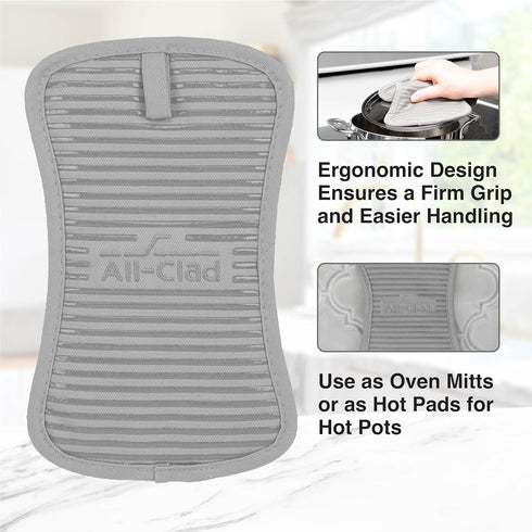 All-Clad Premium Pot Holder & Hot Pad: Heat Resistant to 500 Degrees - 100% Cotton, 10"x6.25" Hot Pad for Kitchen and Barbeque, (1-Pack), Titanium...