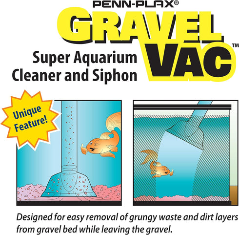 Penn-Plax Gravel Vacuum for Aquariums | Make cleaning and tank maintenance quicker and easier (GV16) 16"...
