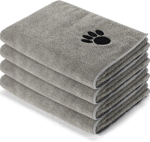 Chumia 4 Pack Pet Grooming Towel Absorbent Dog Towels for Drying Dogs Soft Microfiber Dog Drying Towel Quick Drying Large Dog Bath Towel for Dogs,...