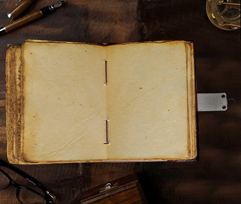 cuero 3 Moon Blue Lapiz Embossed Vintage Leather Journal | 240 Pages of Antique Handmade Deckle Edge Vintage Paper, Leather Sketchbook, Drawing Jo...