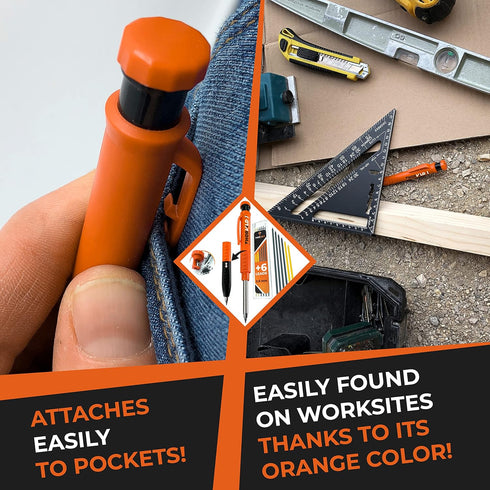 THORVALD New 2-in-1 Carpenter Pencils with Finger Grip for Carpenter (Incl. 7 Leads + Sharpener) Solid Mechanical Pencils with Fine Point/Best Mar...