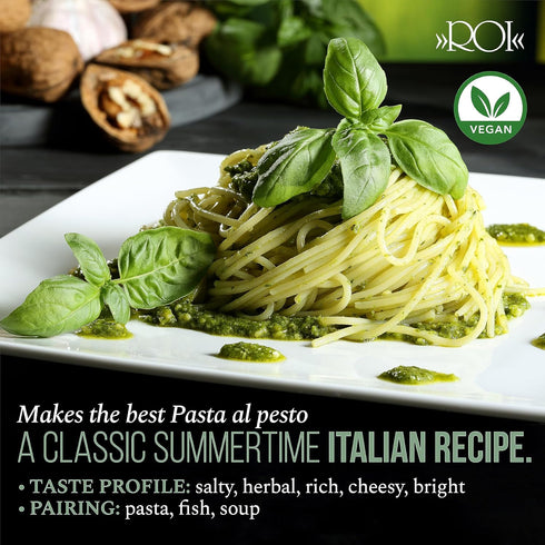 ROI Pesto Sauce - Vegan Pesto - Fresh Ligurian Basil Pesto Made of Genovese DOP basil and EVOO - Gluten Free Pesto - Keto Friendly Basil Sauce - N...
