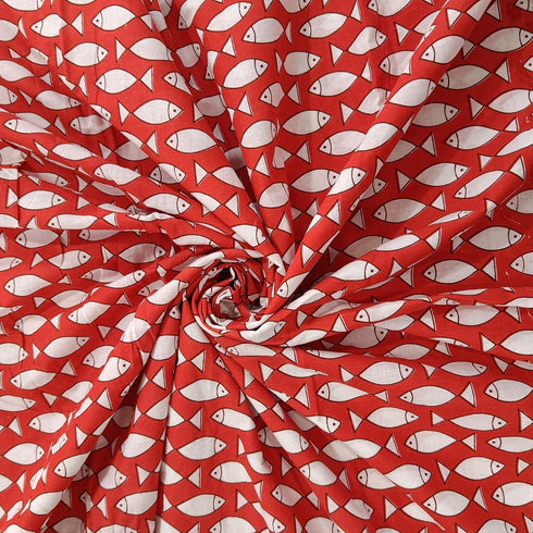 3 Yard 100% Cotton Printed Fabric for Dressmaking Indian Running Natural Dye Fabric for Sewing Ethnic Sanganeri Fish Print Fabric by The Yard Widt...