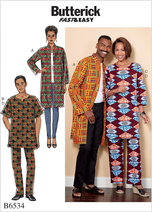 Butterick Patterns Misses'/Men's Coat, Tunic and Pants Sewing Pattern, XM (SML-MED-LRG)...