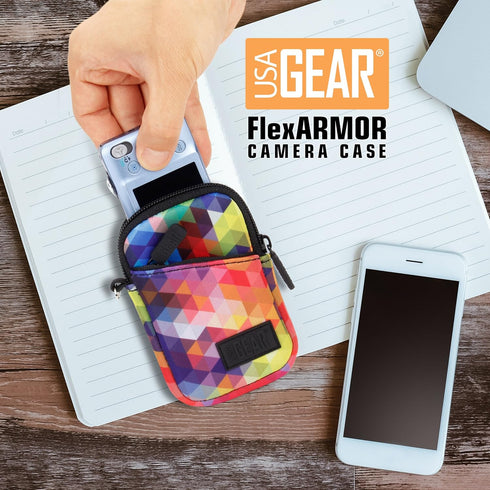 USA Gear Small Digital Camera Case with Wrist Strap, Belt Loop - Camera Case Small Compact Compatible with Canon Powershot Elph, Pouch G7 Mark iii...