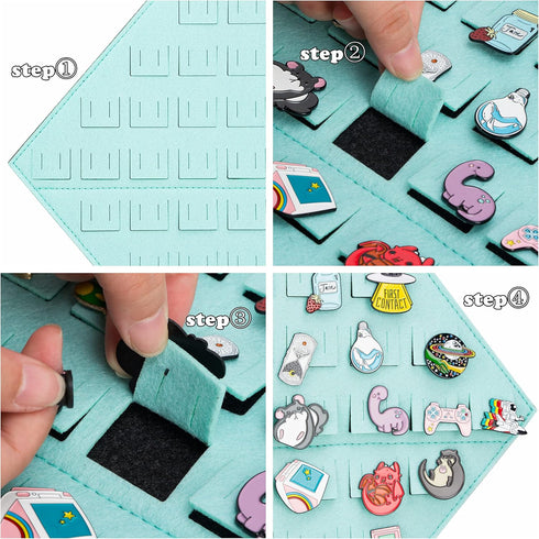 4 Pieces Hanging Brooch Pin Storage Organizer, Wall Display Banners for Enamel Pins, Buttons and Label Collections, Hold Up to 172 Pins.(Bag Only)...