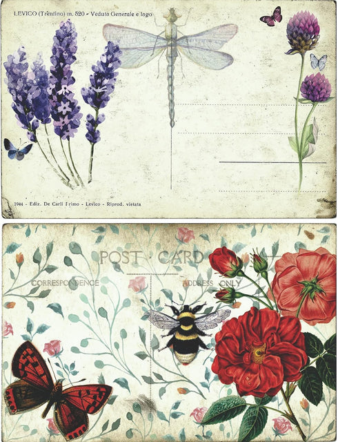 Bees & Birds Mulberry Rice Paper, 8 x 10.5 inch - 6 x Different Printed Mulberry Paper Images 30gsm Visible Fibres for Decoupage Crafts Mixed Medi...