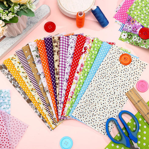 Oudain 100 Pcs 8 x 8 Inch Quilting Fabric Squares Fat Fabric Bundles Cotton Fabric Square Flower Craft Fabric Scraps Quilting Supplies for DIY Cra...
