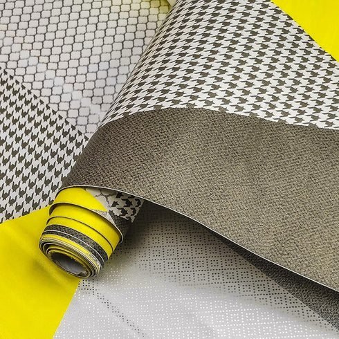 8630 Geometric Triangle Peel and Stick Wallpaper Yellow/Gray Removable Diamond Self Adhesive Contact Paper Shelf Liner for Office Background Furni...