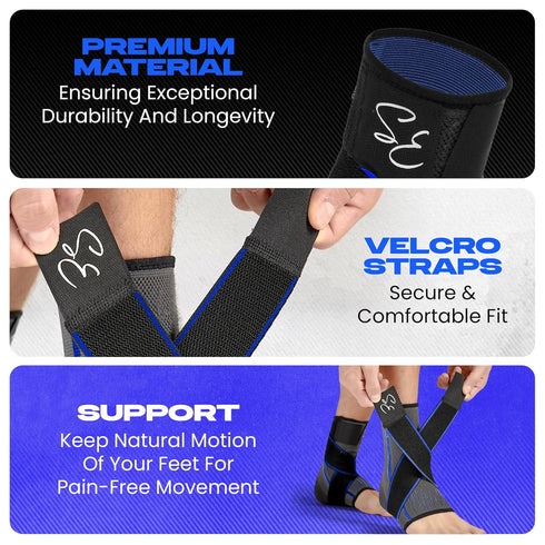 1 Pair Ankle Brace with Ankle Strap for Men & Women: Plantar Fasciitis Relief, Ankle Support, Neuropathy Pain Relief, Achilles Tendonitis, Ankle/F...