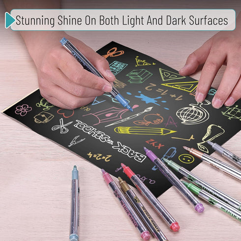 Mr. Pen- Metallic Paint Markers, 10 Colors, Metallic Markers for Black Paper Pens to Write on Black Paper...