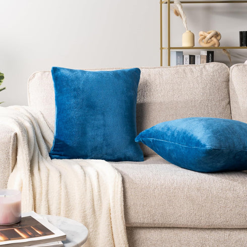 PAVILIA Teal Blue Throw Pillow Covers 18x18 Set of 2, Decorative Pillow Cases for Bed Sofa Couch, Boho Aesthetic Accent Decor Cushion Bedroom Livi...