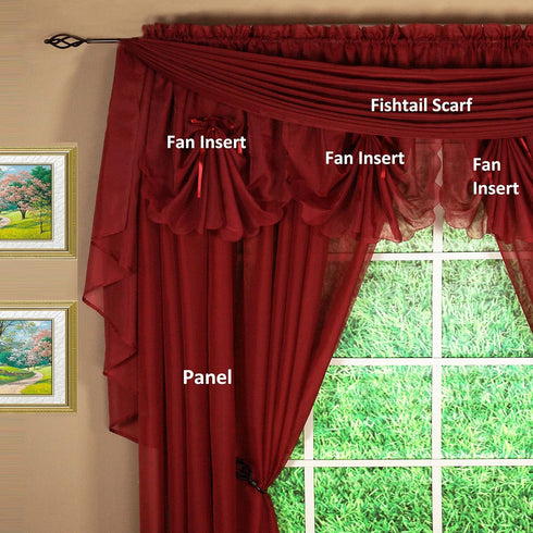 Today's Curtain Emelia Original Voile Scarf 144", Burgundy, 45" W x 144" L...