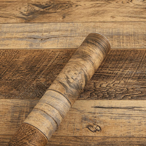 TANONE Brown Wood Peel and Stick Wallpaper 11.8" X 197" Self Adhesive Removable Decorative Film Wood Grain Wallpaper for Wall Covering Furniture C...