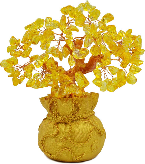 7 Inch Feng Shui Citrine Quartz Gemstone FengShui Money Tree Natural Gold Crystal Office Room Good Luck Fortune Decoration...