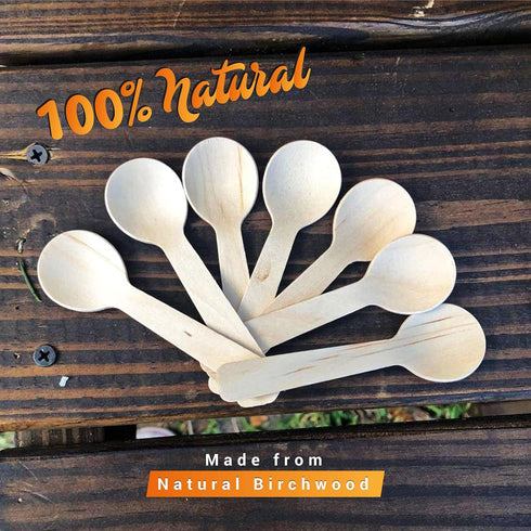 Disposable Wooden Spoons – 110 Pack 3.9 Inch Mini Wooden Spoons, Biodegradable Sample Spoons...