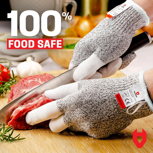 NoCry Cut Resistant Work Gloves for Women and Men, with Reinforced Fingers; Comfortable, 100% Food Grade Kitchen Cooking Gloves; Ambidextrous Safe...