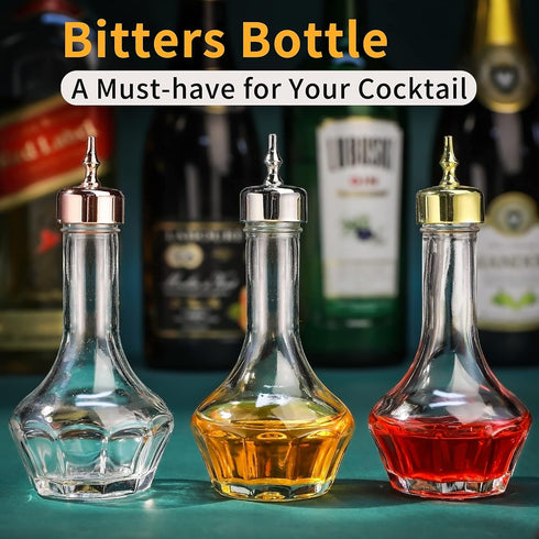 SuproBarware Bitters Bottle Set Glass Dash Bottle with Dasher Top 1.7oz Professional Bar Tool for Cocktail Great for Bartender Home Bar (3)...