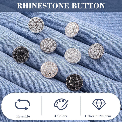 PAGOW 20Pcs AB 4 Styles Rhinestone Buttons Crystal Embellishments Sew on Clothing Buttons...