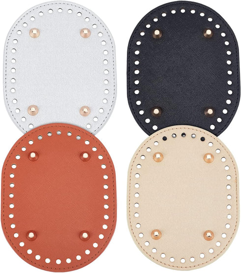 PH PandaHall 4pcs Crochet Bag Bottom, 5.7 x 4.3 Inch Oval Bottom Bag Leather Bottom Shaper Pad Small Purse Bottom for Bags Cushion Base with Holes...