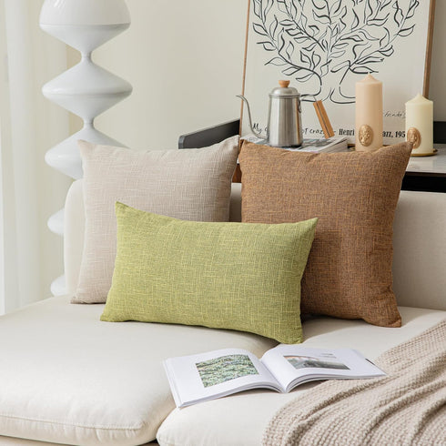 Kevin Textile Decorative Throw Cushion Covers Farmhouse Cushion Case Indoor Outdoor, Set of 2, 20 x 20 inches (50x50cm), Hazel Brown...