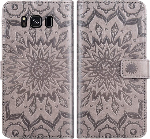 Phone Case for Samsung Galaxy S8 Wallet Cases with Tempered Glass Screen Protector Leather Sunflower Flip Cover Card Holder Stand Cell Accessories...