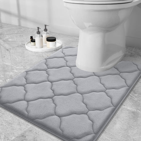 OLANLY Memory Foam Toilet Rugs U-Shaped 24x20, Ultra Soft and Absorbent Bathroom Rugs, Non-Slip Thick Toilet Bath Mat, Machine Wash Dry, Contour B...