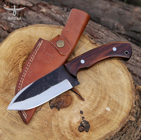 High Carbon Steel Knife - Handmade Full Tang Bushcraft Knife - Hunting Knife, Survival Knife, Fixed Blade Knife & Camping Knife - Camping Knives &...