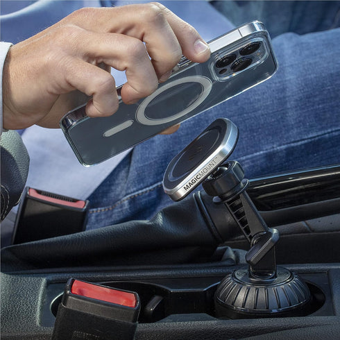 Scosche MP2CUPM-SP MagicMount Pro2 Cup Holder Magnetic Cell Phone Holder Car Mount Kit Compatible with MagSafe, iPhones, Galaxy, Pixel & All Smart...