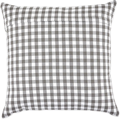 DII Decorative Square Throw Pillow Cover Collection Cotton, Machine Washable, Hidden Zipper, 18x18, Gray Gingham, 4 Piece...