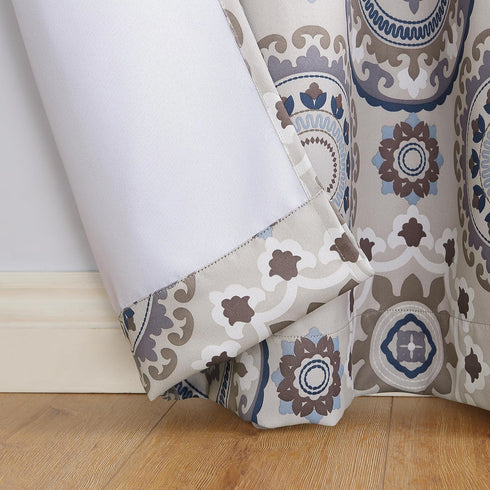 Sun Zero Nepal Global Medallion Print Blackout Grommet Curtain Panel, 40" x 84", Linen...