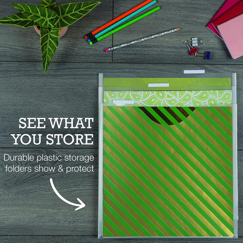 Samsill Scrapbook Storage Organizer Folders 12x12 Inch, 12 Pack, Paper Files with Customizable Tabs, Includes 12 Blank White tabs, Top-Loading, He...